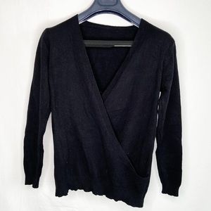 No Brand | Wrap Front Ribbed Edge Long Sleeve Shirt Sweater Top Casual Comfy